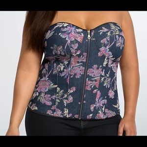 Torrid Floral Denim Corset NWT Size 2 or 18/20